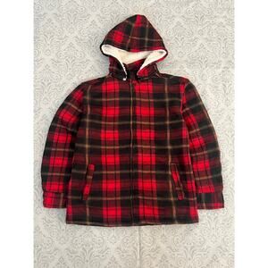 Vintage Y2K ELEVANI Sherpa Lined Plaid Fleece Jacket 12 M/L